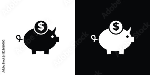 Piggy bank icons symbol for web and mobile filled vector isolated
