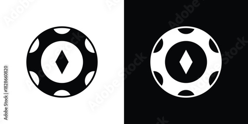 Poker chip icons symbol for web and mobile filled vector isolated