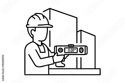 Builder Measuring Wall with Laser Device