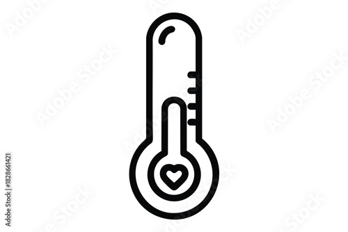 Thermometer with Heart Icon Temperature Measurement Symbol