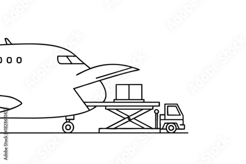 Cargo Plane Unloading with Lift Truck