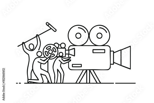 Film Crew at Work on Movie Set