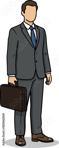 Illustration of a businessman in a suit holding a briefcase.