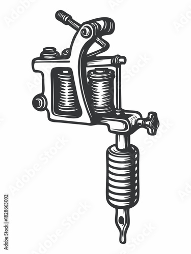 Vintage illustration of a coil tattoo machine