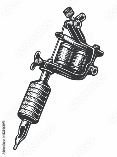 Vintage illustration of a coil tattoo machine