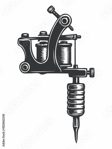 Vintage illustration of a coil tattoo machine