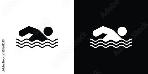 Swimmer icons symbol for web and mobile filled vector isolated