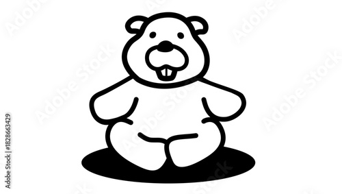 Beaver toy symbol, black isolated silhouette