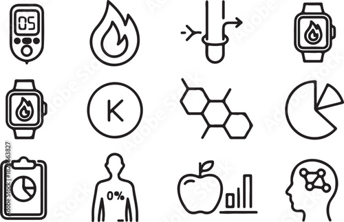 Health medical science line icon set