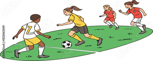 soccer players vector illustration