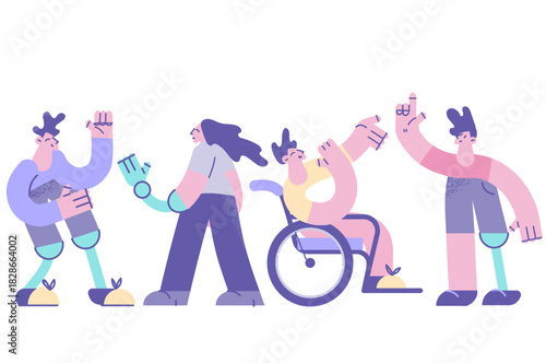 Happy active lifestyle of disabled people concept