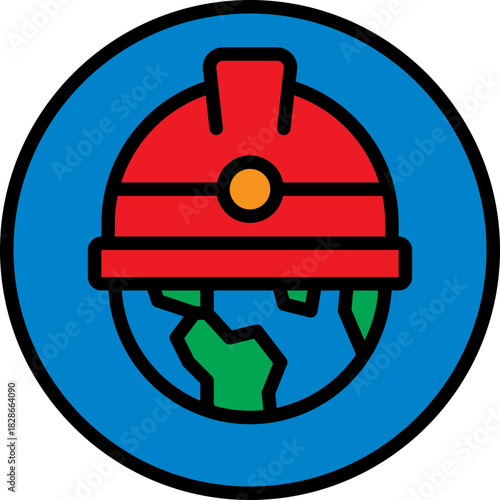 labour day icon line color sign symbol graphic vector illustration 