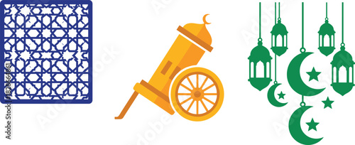 Ramadan islamic symbols and decorations for celebration