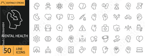 Mental Health and Wellbeing Icon Sheet Mind Therapy Counseling Symbols
