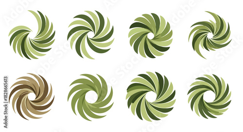 Swirling leaf shapes in green and brown tones