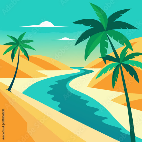tropical beach with palm trees