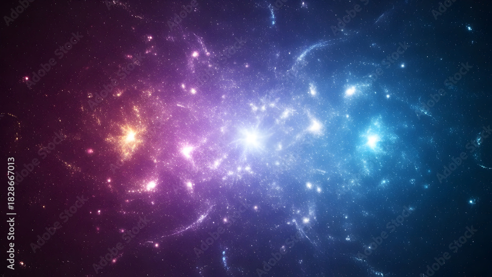 Fototapeta premium Futuristic Digital Background with Glowing Particles and Cosmic Nebula Light Effects