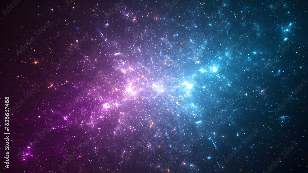 Fototapeta premium Futuristic Digital Background with Glowing Particles and Cosmic Nebula Light Effects