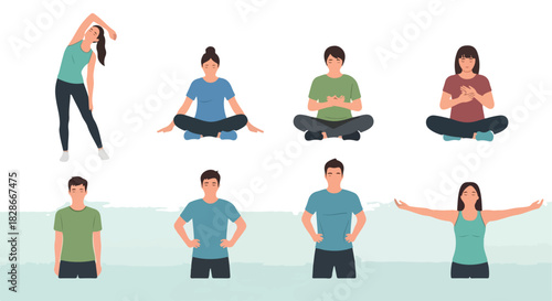 People practicing yoga and meditation poses