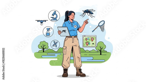 Public Health Entomologist Working with Drone and GIS Mapping