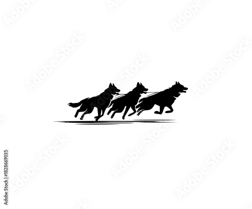 Sled Dog Team: Pursuit Speed Strength | Clean, isolated vector art for creative projects.