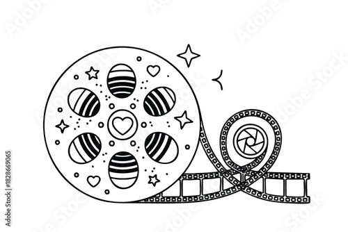 Decorative Film Reel with Stripes and Stars