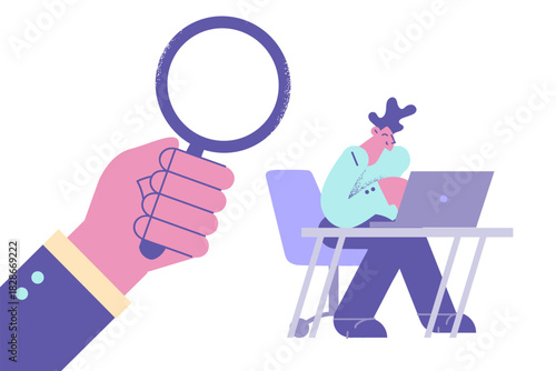 Controlling workers and head hunting concept