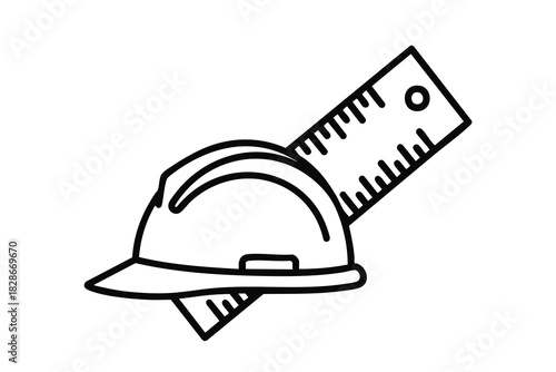 Hard Hat with Ruler Illustration