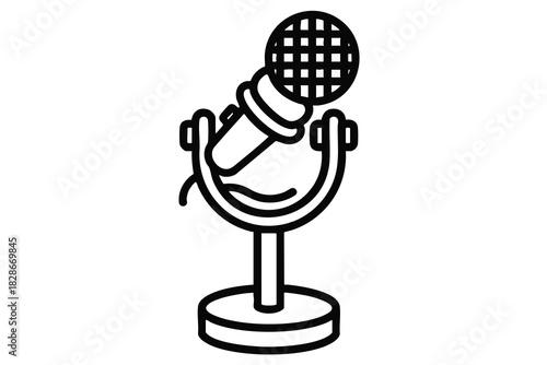 Vector Microphone on Stand Illustration