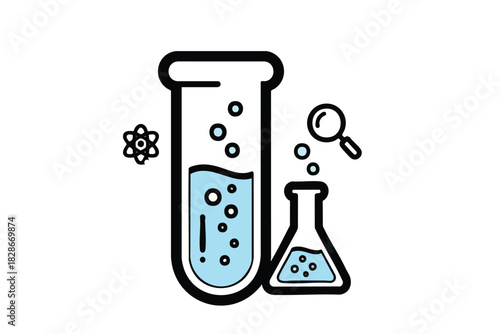Laboratory Equipment Icon Set with Test Tubes