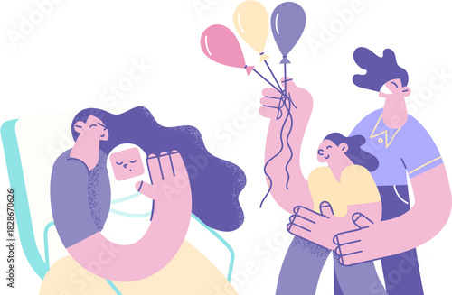 Having newborn family member concept