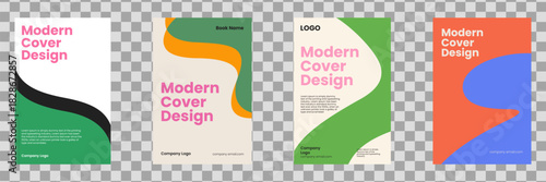 Abstract modern cover design. Minimal book cover design template. Backgrounds with line waves. Vector set.
