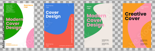 Abstract modern cover design. Minimal book cover design template. Backgrounds with line waves. Vector set.