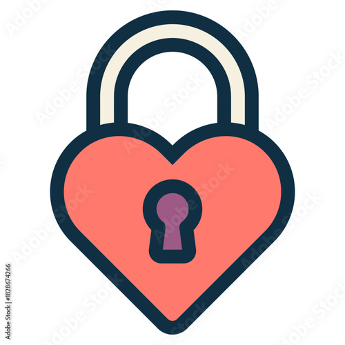 lock with love heart shape icon
