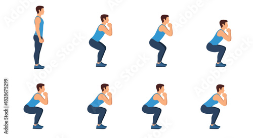 Squat exercise sequence for fitness training