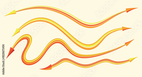 Wavy orange arrows indicating direction and movement