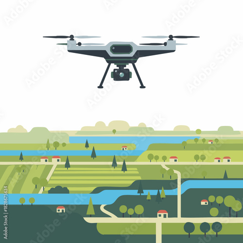 drone mapping a rural landscape