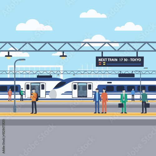 tokyo high speed train platform scene