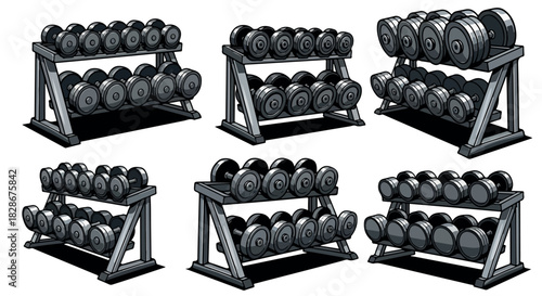 Dumbbell rack with weights for gym and fitness