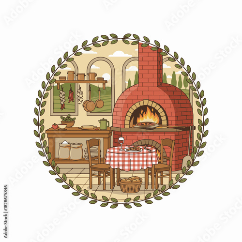 traditional italian pizzeria with wood fired oven