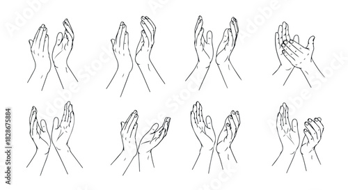 Hands in various poses outline style