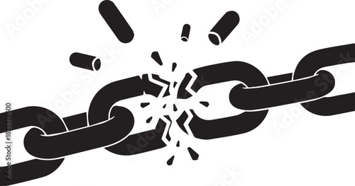 Broken chain link symbolizing failure and weakness