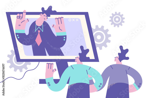 Online video conference and chat concept