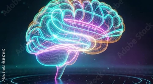 Brain's Electric Blueprint: A vibrant and luminous digital representation of the brain, a symbol of cognitive function and neurological marvel.