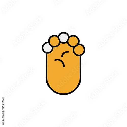Stylized human foot icon illustration, simple orange vector art