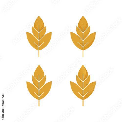 Four golden leaves symbol design element nature ecology season