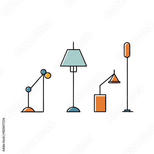 Modern and classic home interior lamps vector illustration set