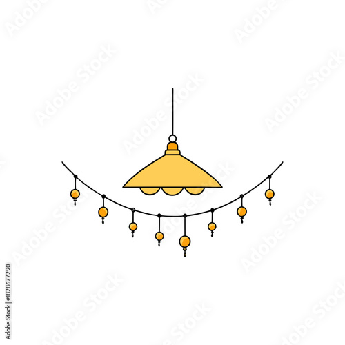 Elegant yellow ceiling lamp with decorative string lights design