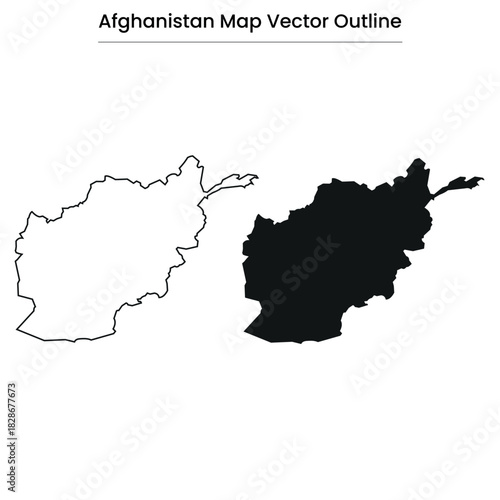 Afghanistan Map Vector Outline Editable Country Silhouette with Provinces