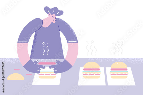 Making fast food work concept.